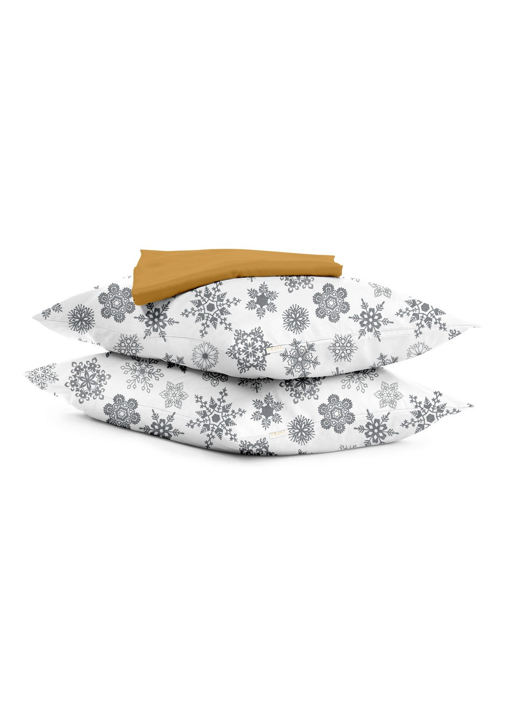 Полуторний комплект RANFORS MUSTARD SNOWFLAKES GREY (підковдра 160х220 см, простирадло 155х240 см, наволочка 2 шт 50х70 см) Cosas (251413667)