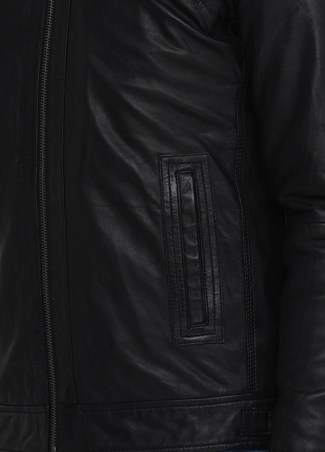 Черная демисезонная куртка кожаная Mustang