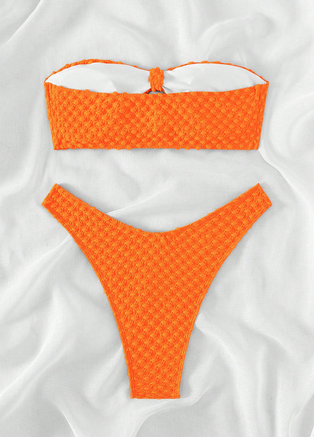 Оранжевый летний купальник (лиф, трусики) бандо, раздельный SHEIN
