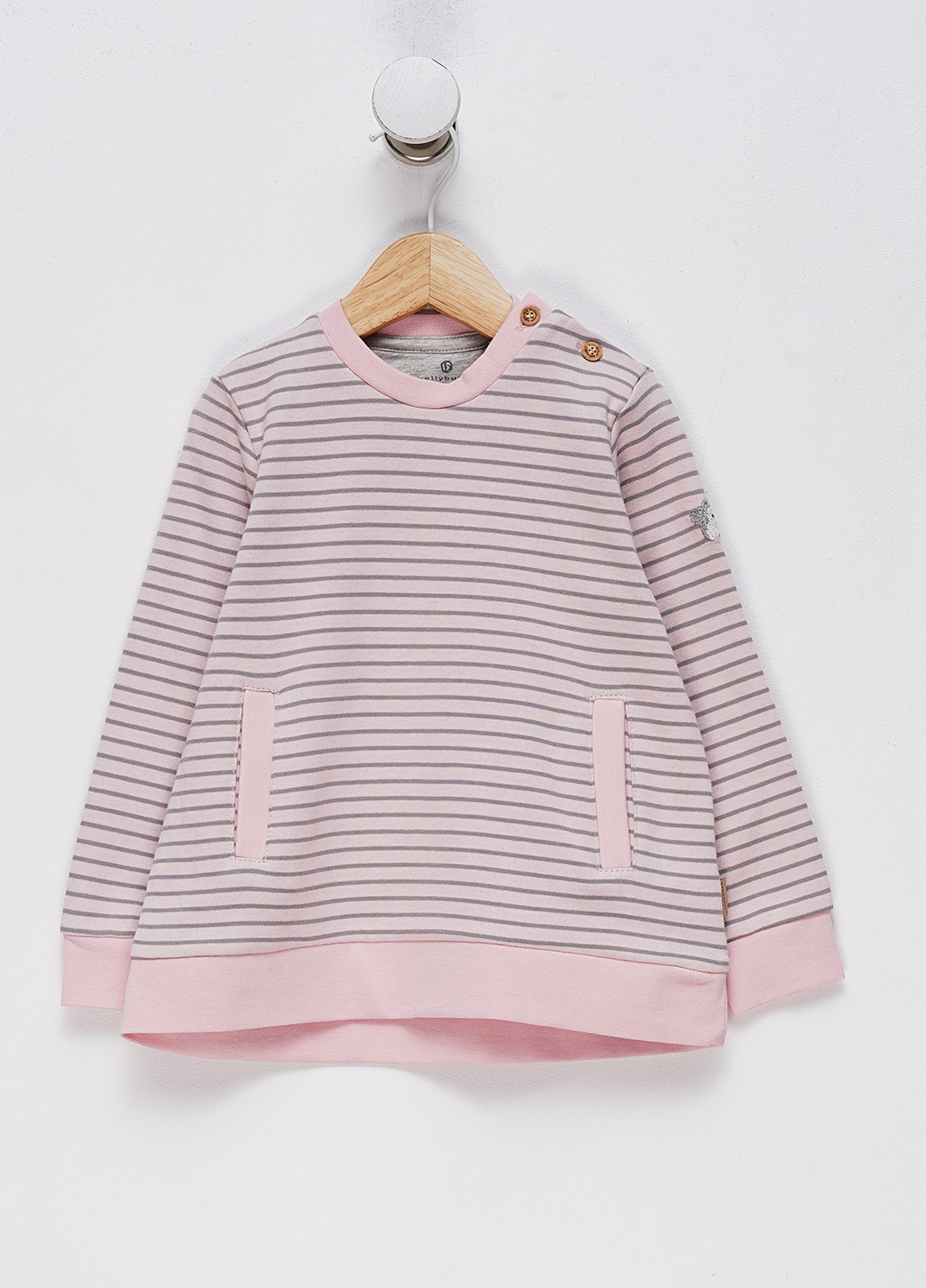 Bellybutton світшот смужка рожевий кежуал бавовна, бавовна органічна