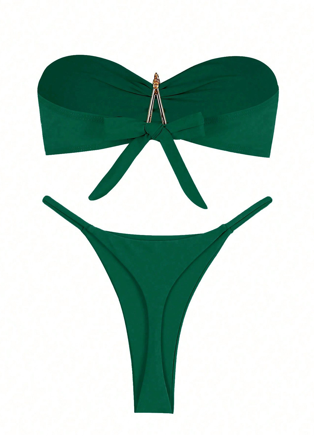 Зеленый летний купальник (лиф, трусики) бандо, раздельный SHEIN
