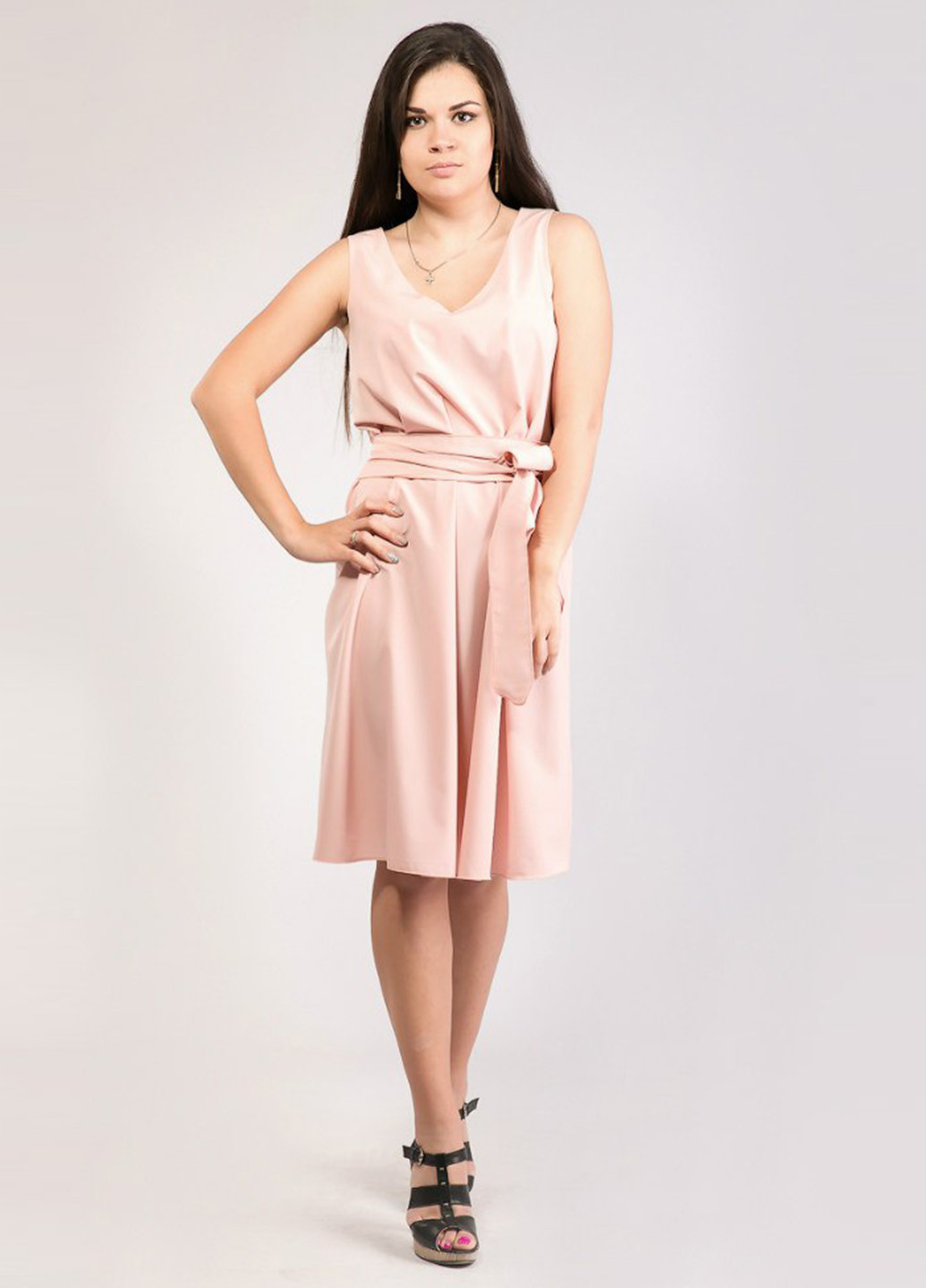 Розовое кэжуал платье Modna Anka однотонное