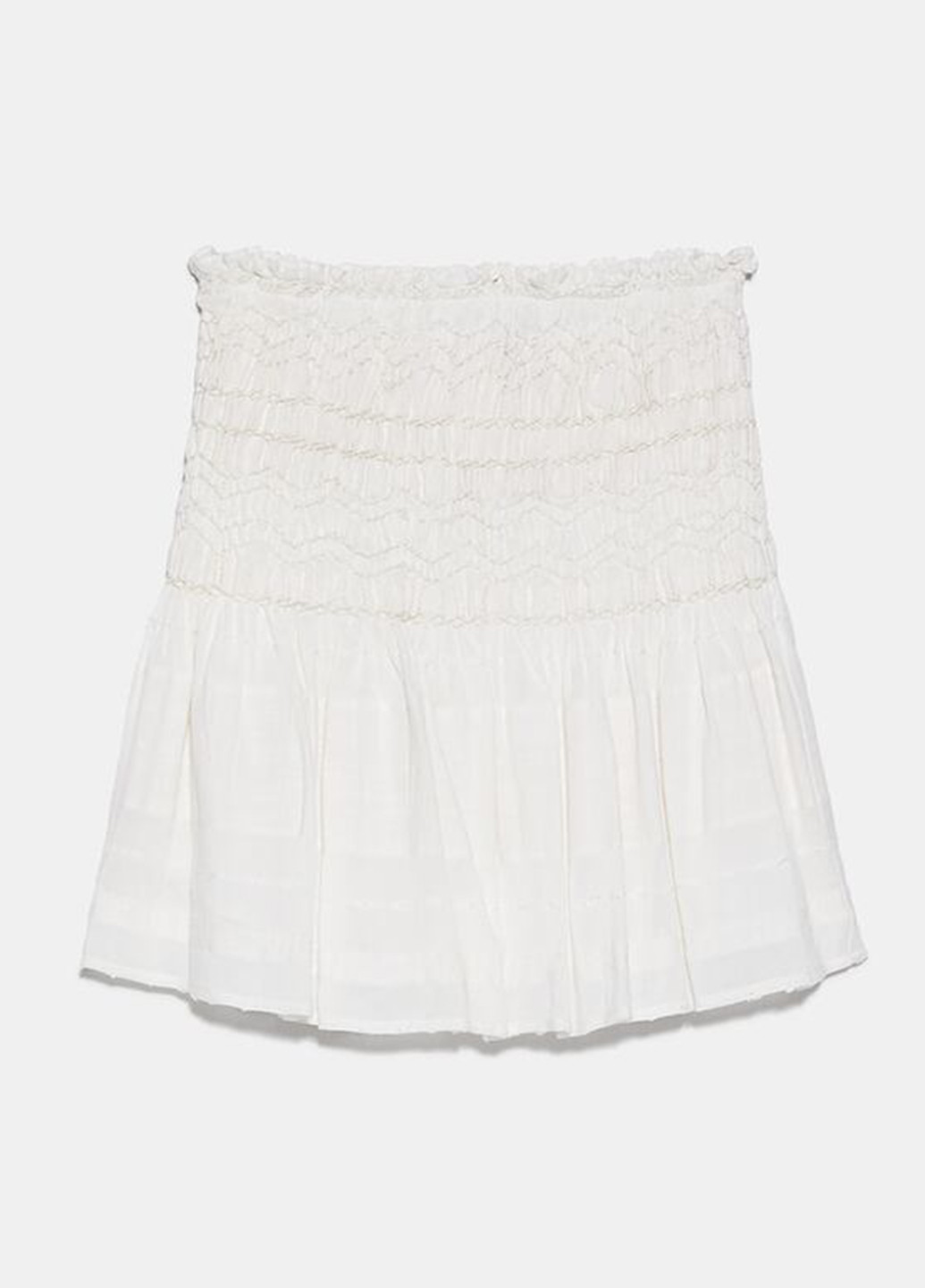 Молочная кэжуал однотонная юбка Zara а-силуэта (трапеция)