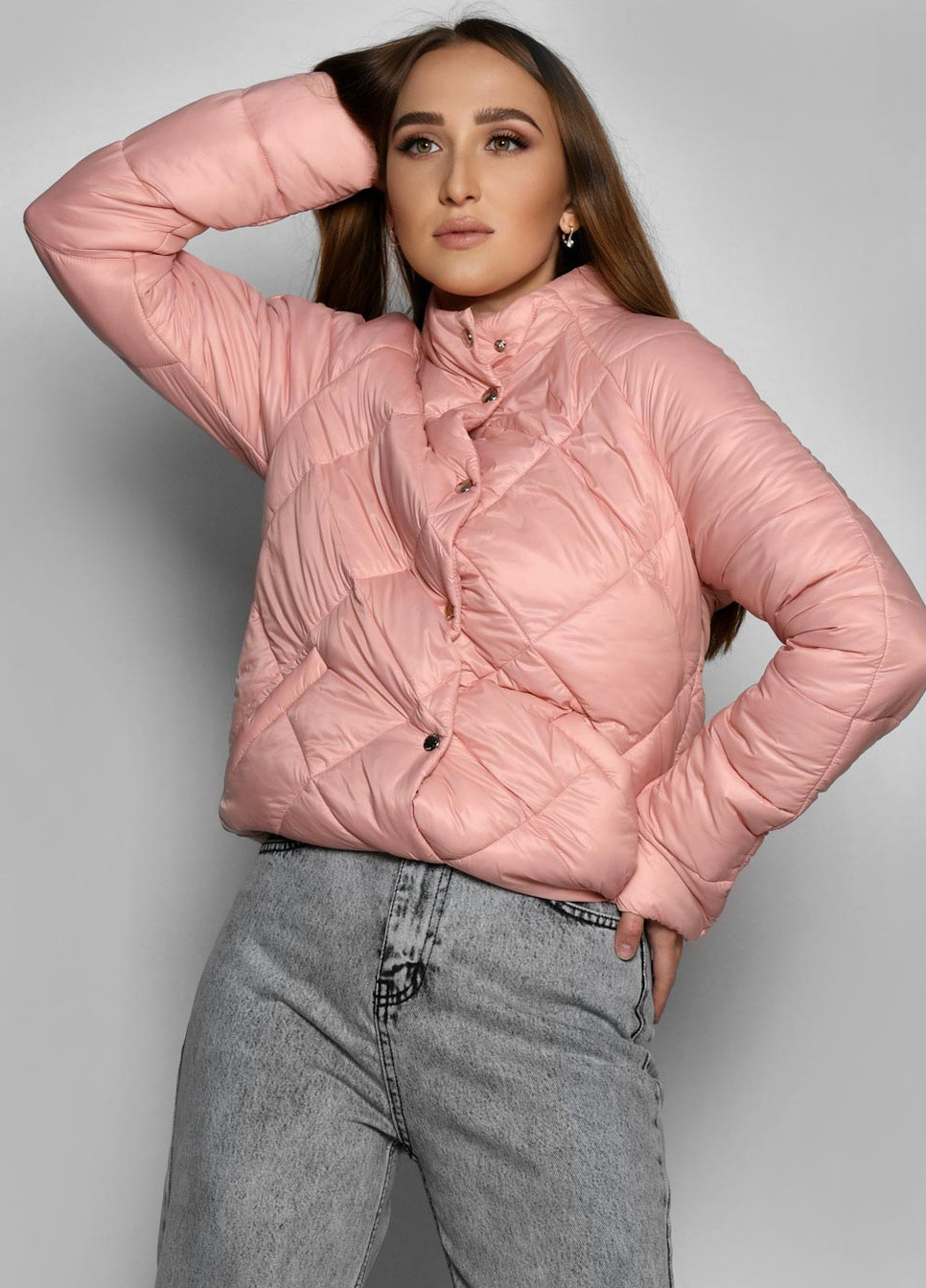 Розовая демисезонная легкая демисезонная куртка на кнопках X-Woyz