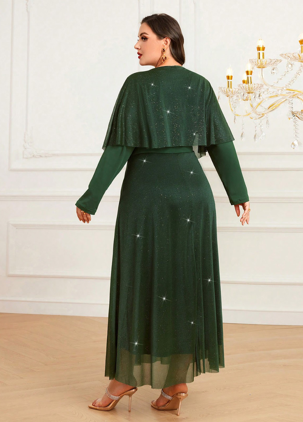 Смарагдова вечірня сукня а-силует SHEIN однотонна