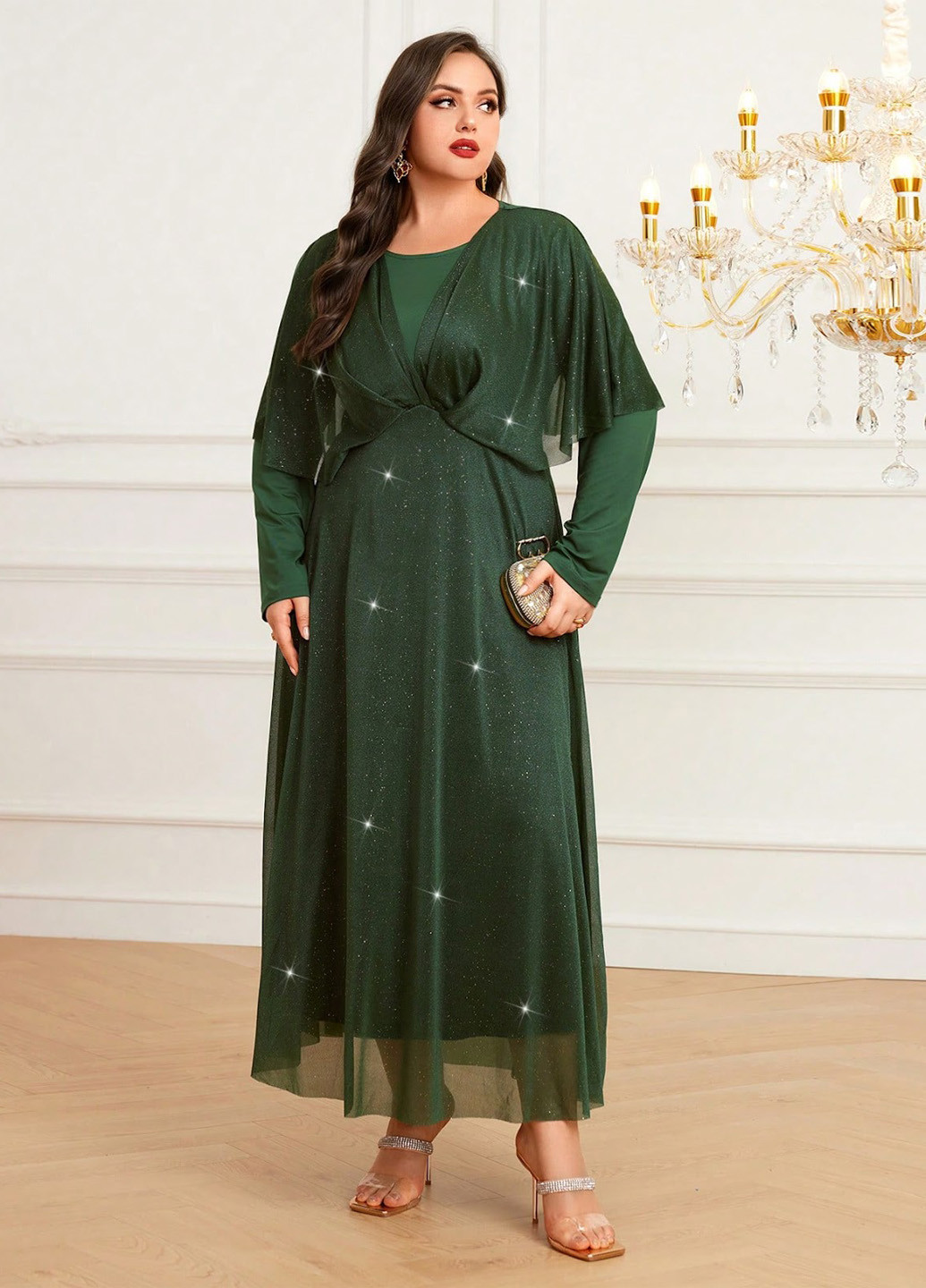 Смарагдова вечірня сукня а-силует SHEIN однотонна