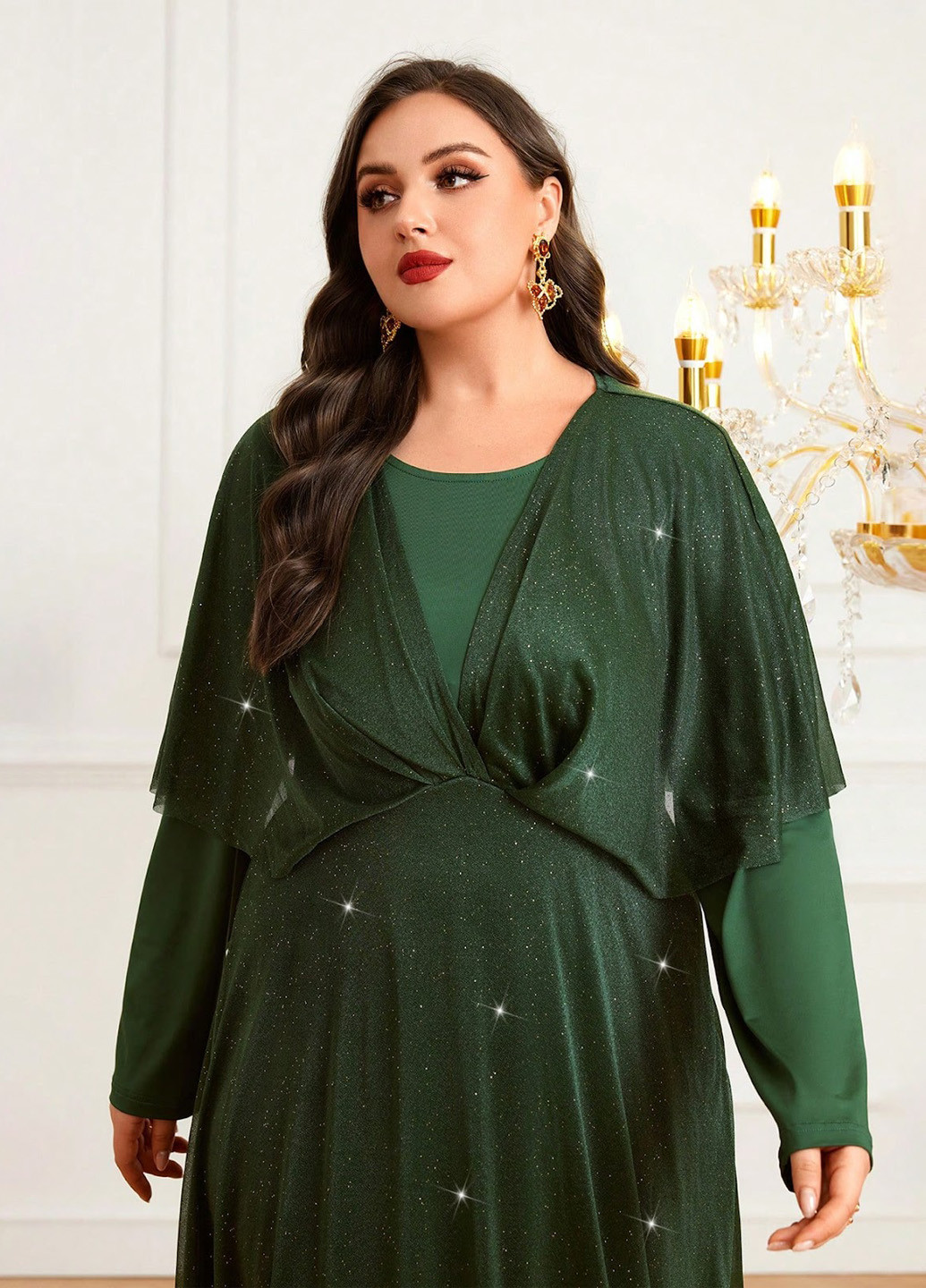 Смарагдова вечірня сукня а-силует SHEIN однотонна