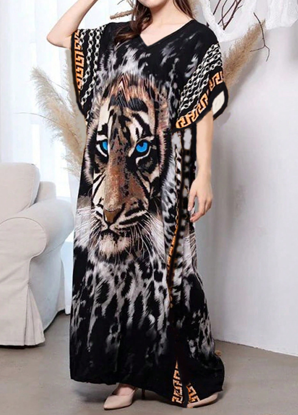 Чорна кежуал сукня а-силует SHEIN тигровый