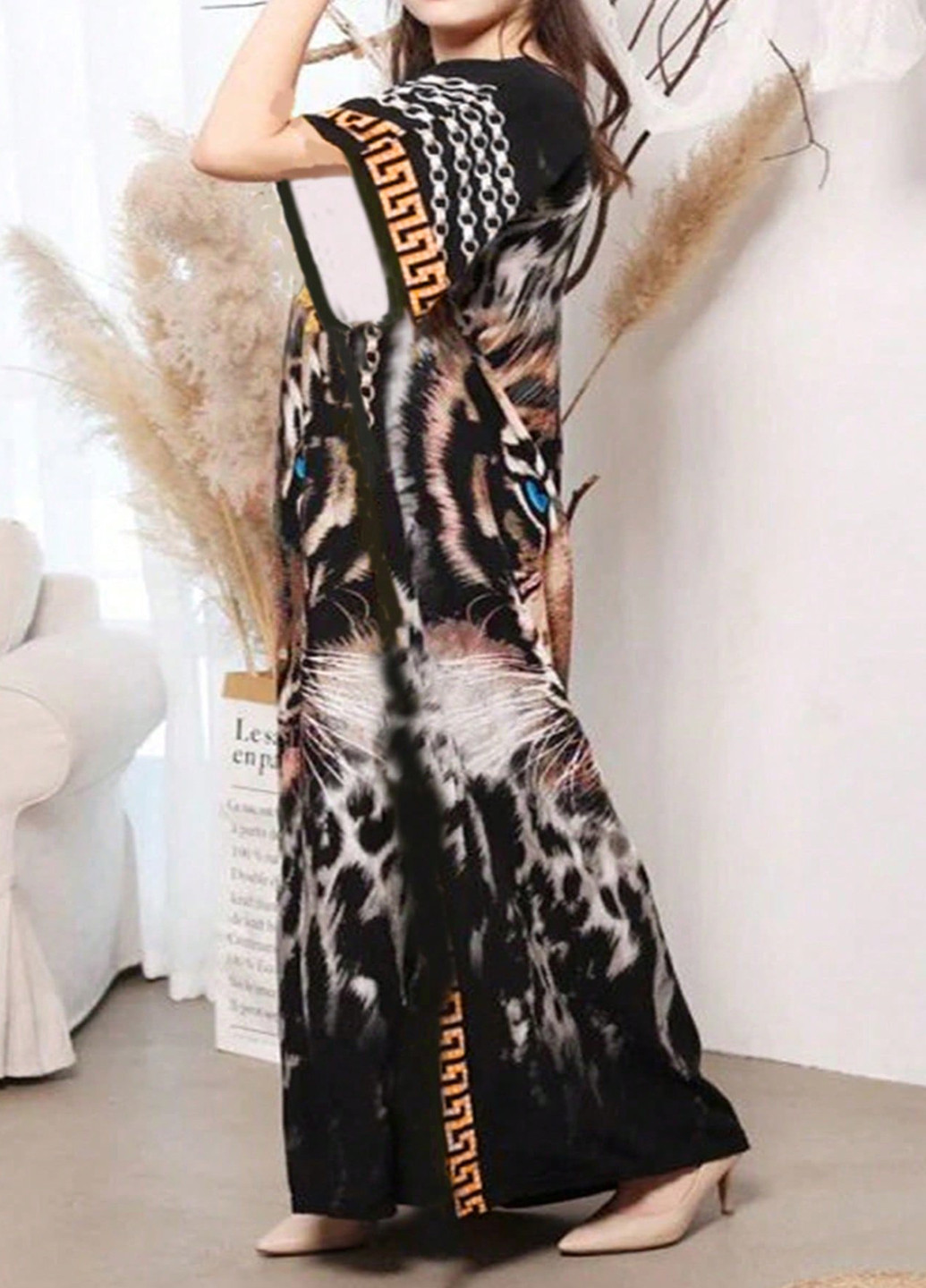 Чорна кежуал сукня а-силует SHEIN тигровый