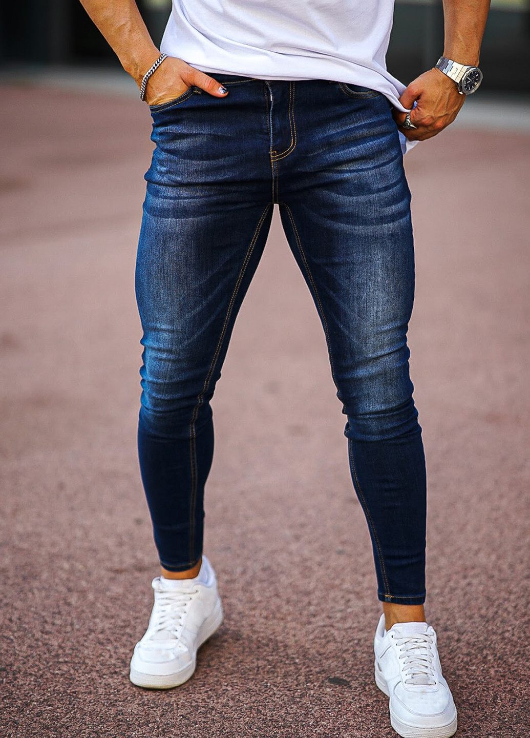 Синие демисезонные скинни джинсы SHEIN