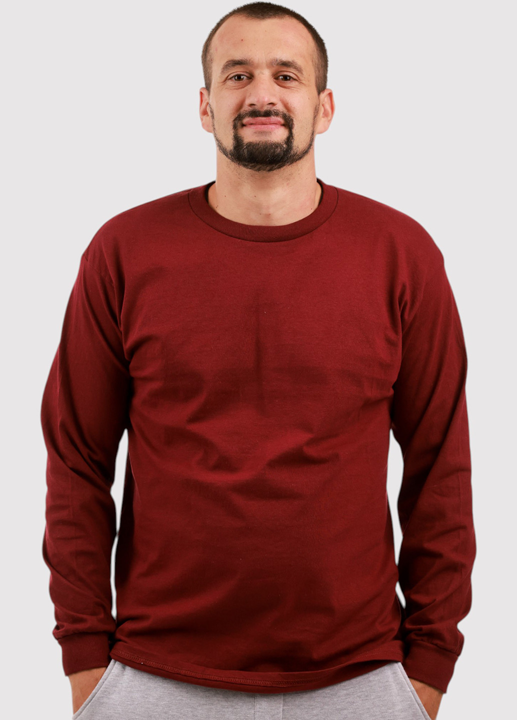 Лонгслів Blue 84 однотонний вишневий кежуали бавовна, трикотаж