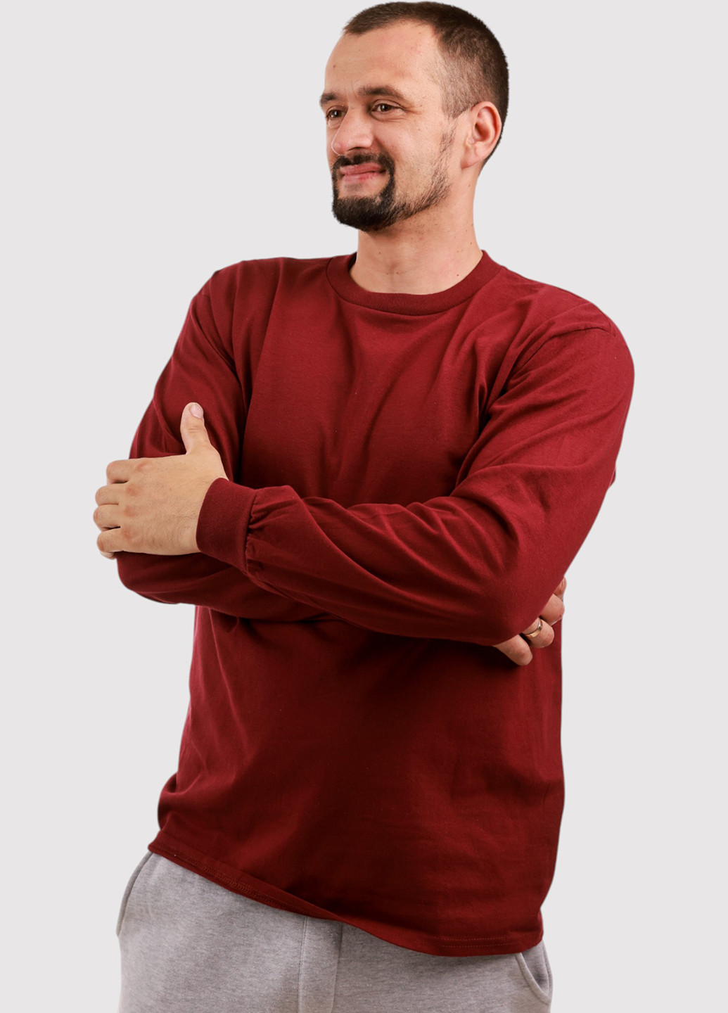 Лонгслів Blue 84 однотонний вишневий кежуали бавовна, трикотаж