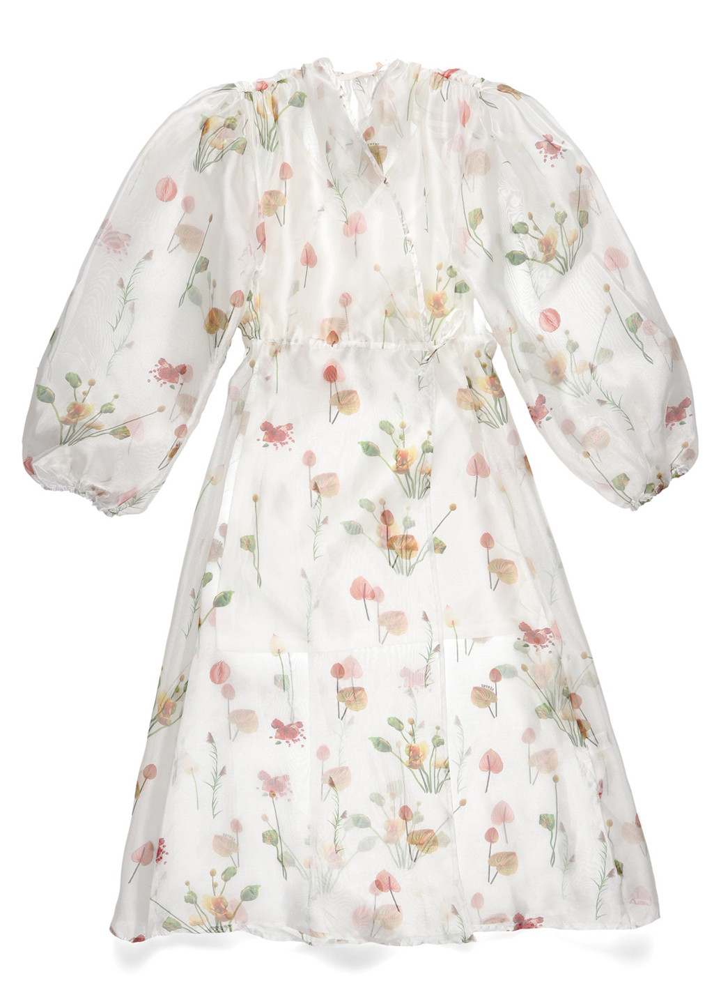 Белое кэжуал платье на запах AERYNE с цветочным принтом