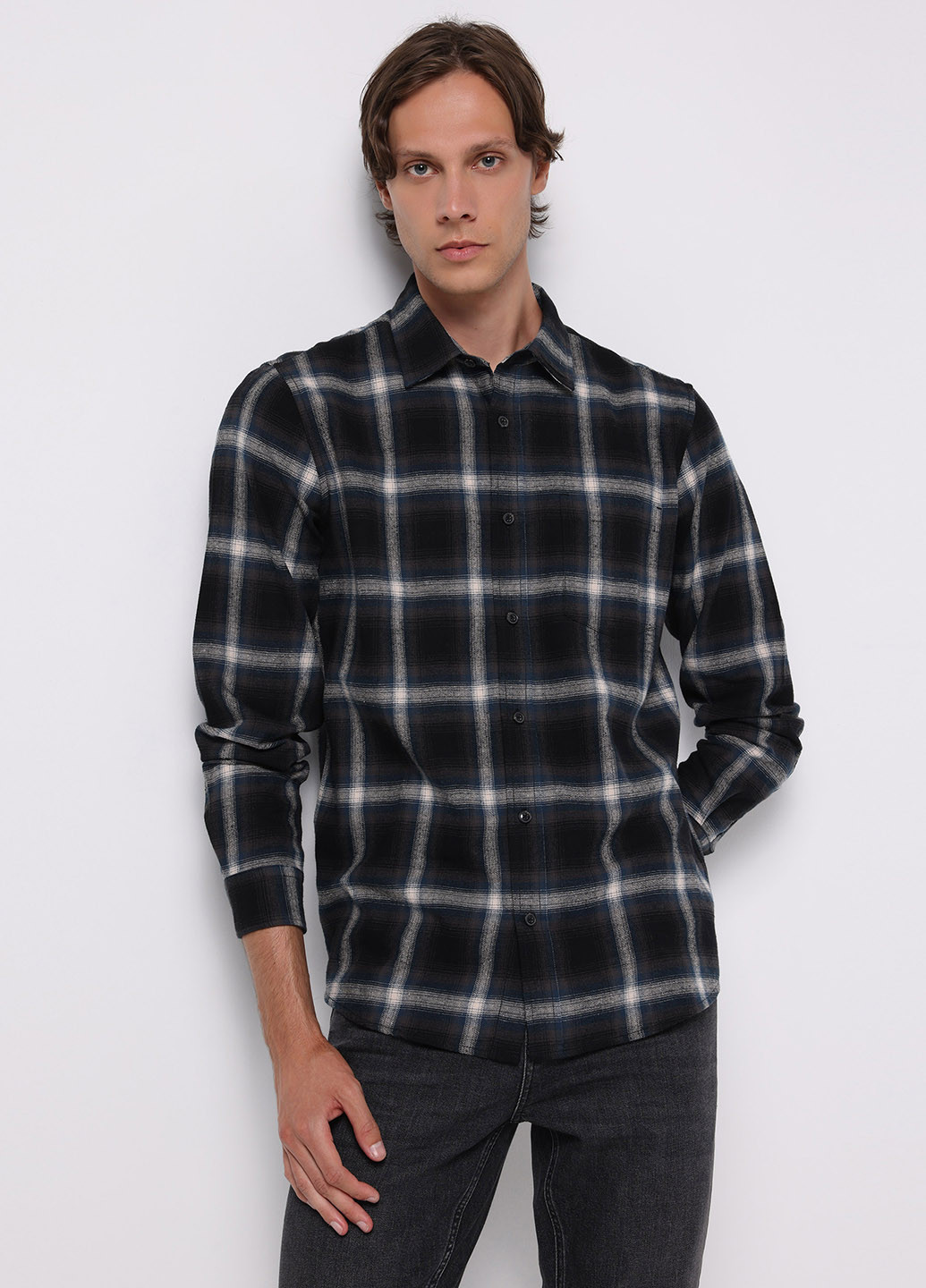 Темно-синяя кэжуал рубашка в клетку Colin's