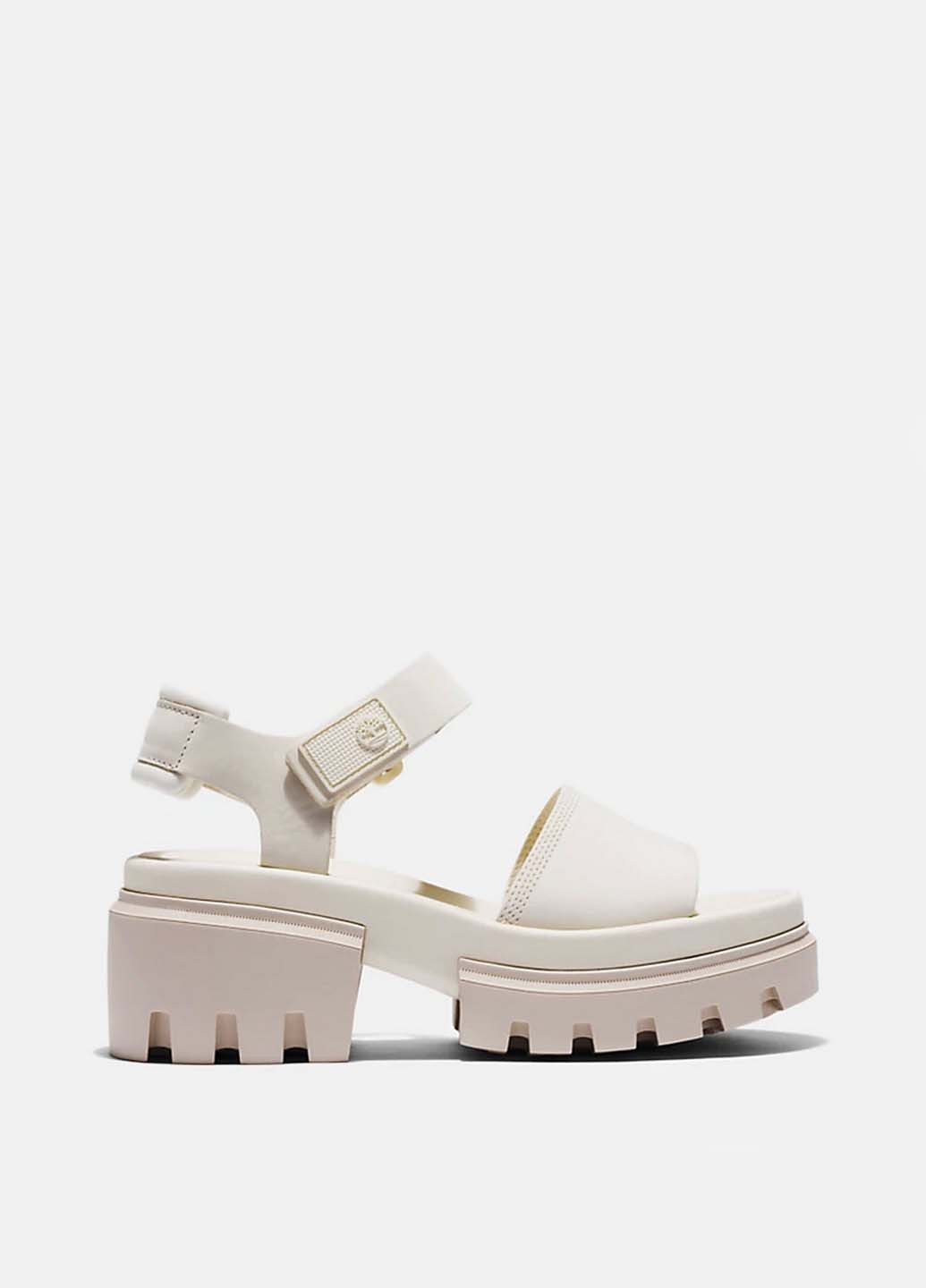 Белые босоножки Timberland на липучке с логотипом, на тракторной подошве