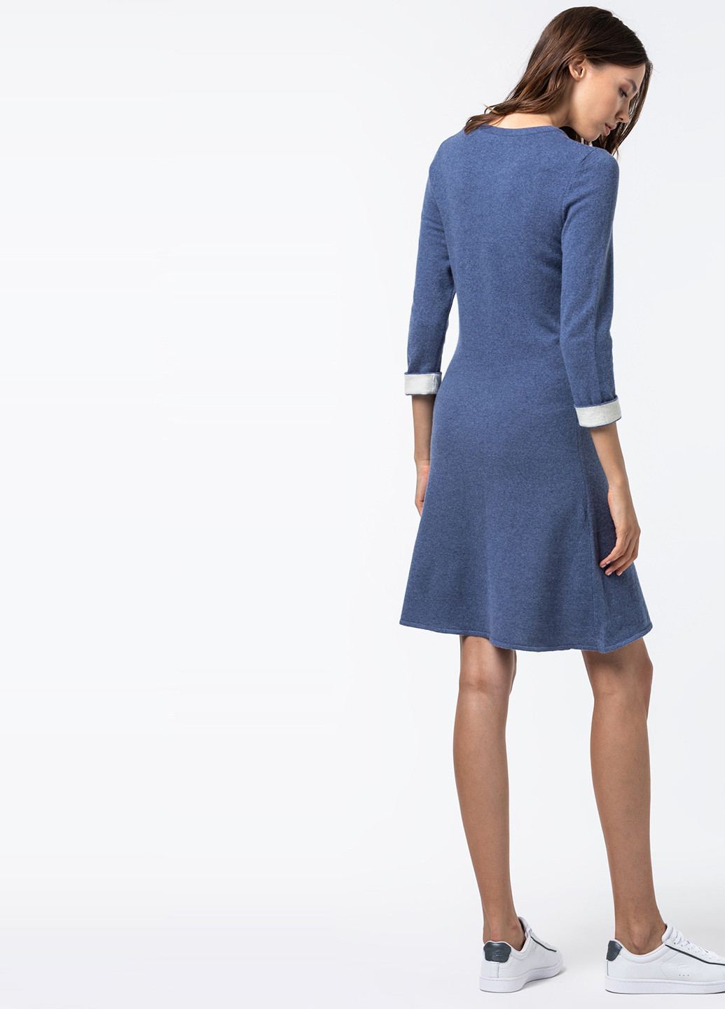 Синее кэжуал платье платье-свитер Lacoste меланжевое