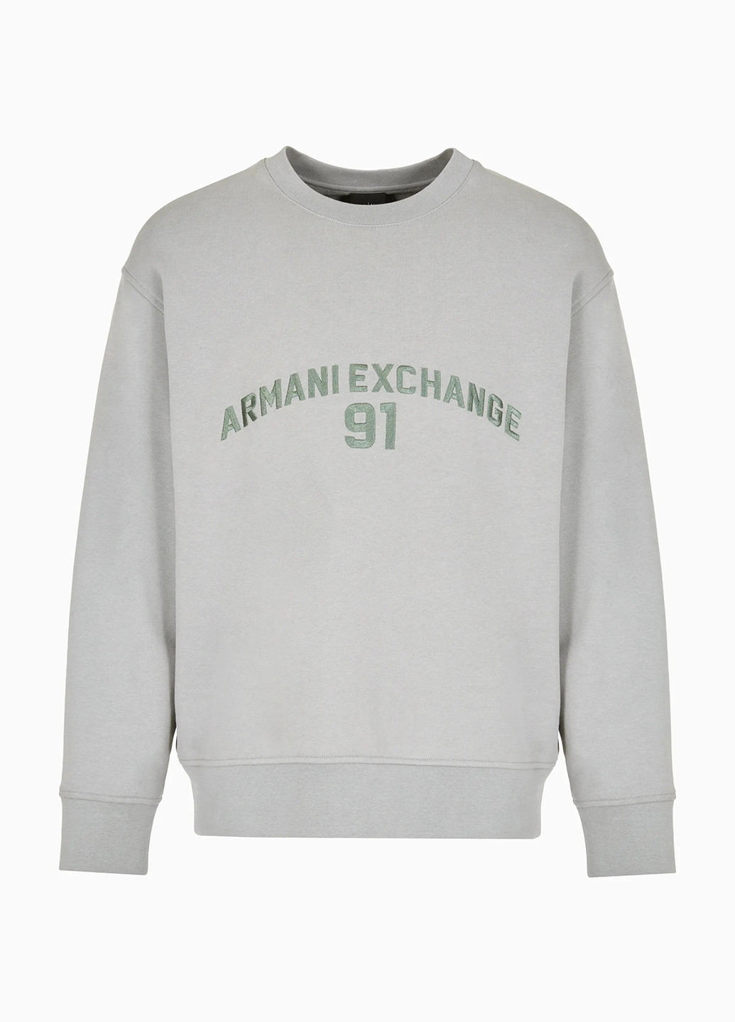 Серый свитшот Armani Exchange однотонный вышивка (303807693)