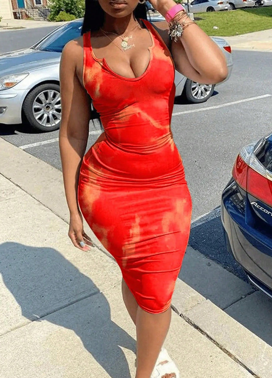 Комбінована кежуал сукня силуетна SHEIN тай-дай