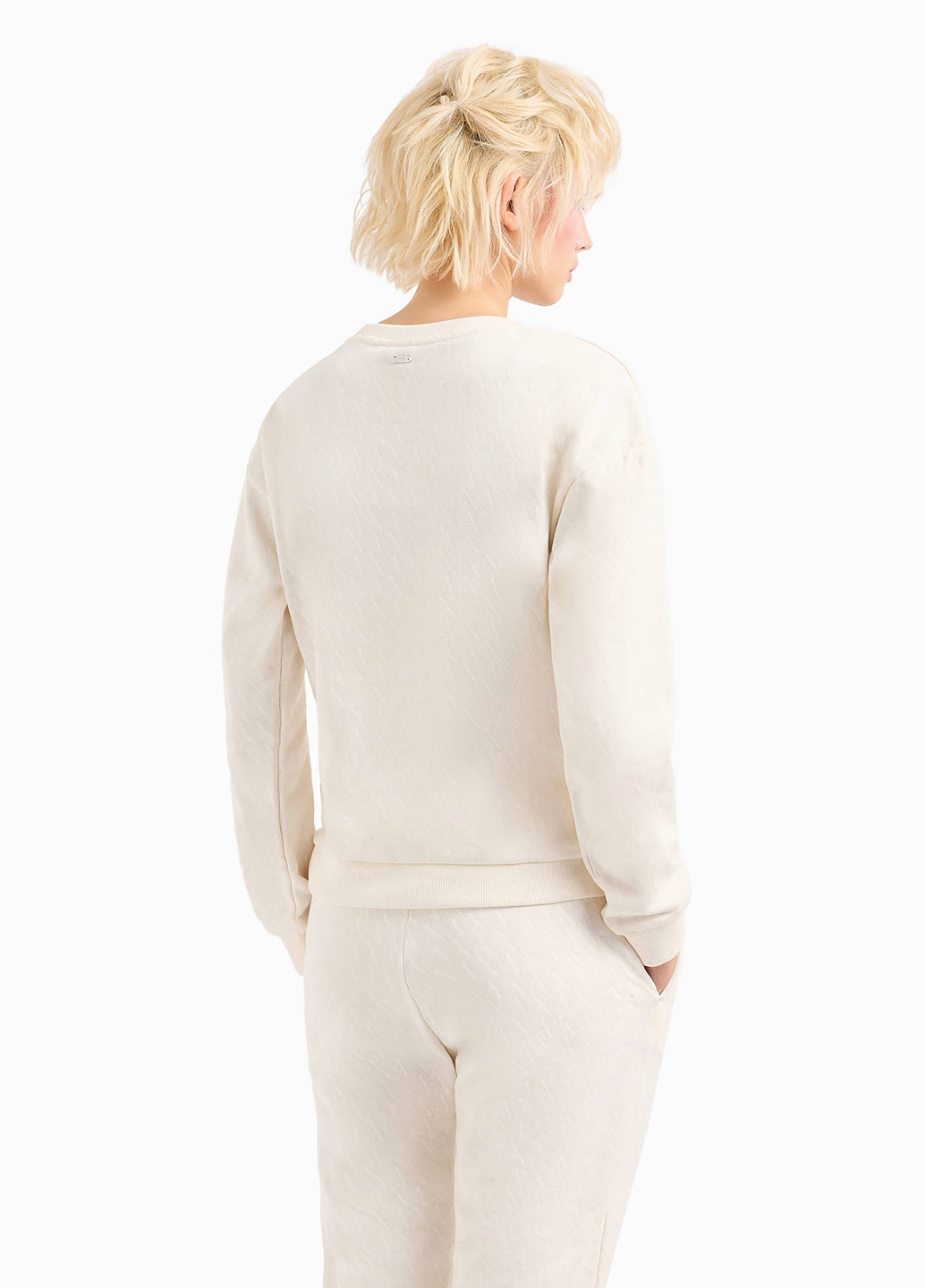 Молочный свитшот Armani Exchange однотонный без декора (341249988)