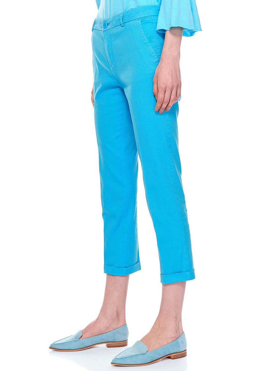 Голубые кэжуал демисезонные зауженные брюки United Colors of Benetton