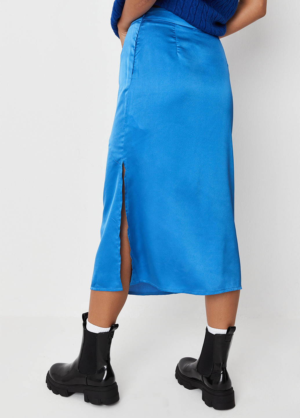 Синяя кэжуал однотонная юбка Missguided