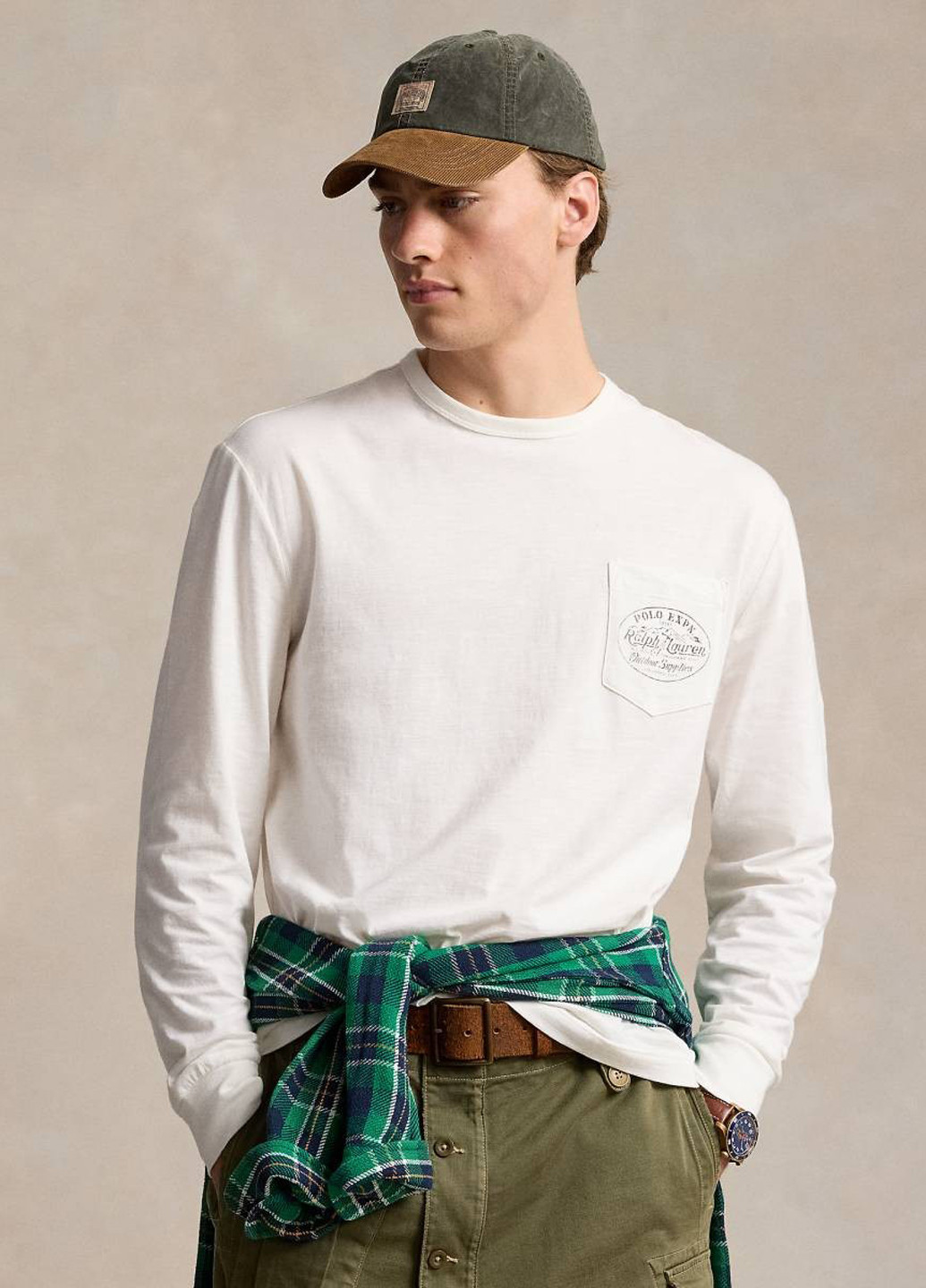 Белый демисезонный кэжуал лонгслив Ralph Lauren однотонный