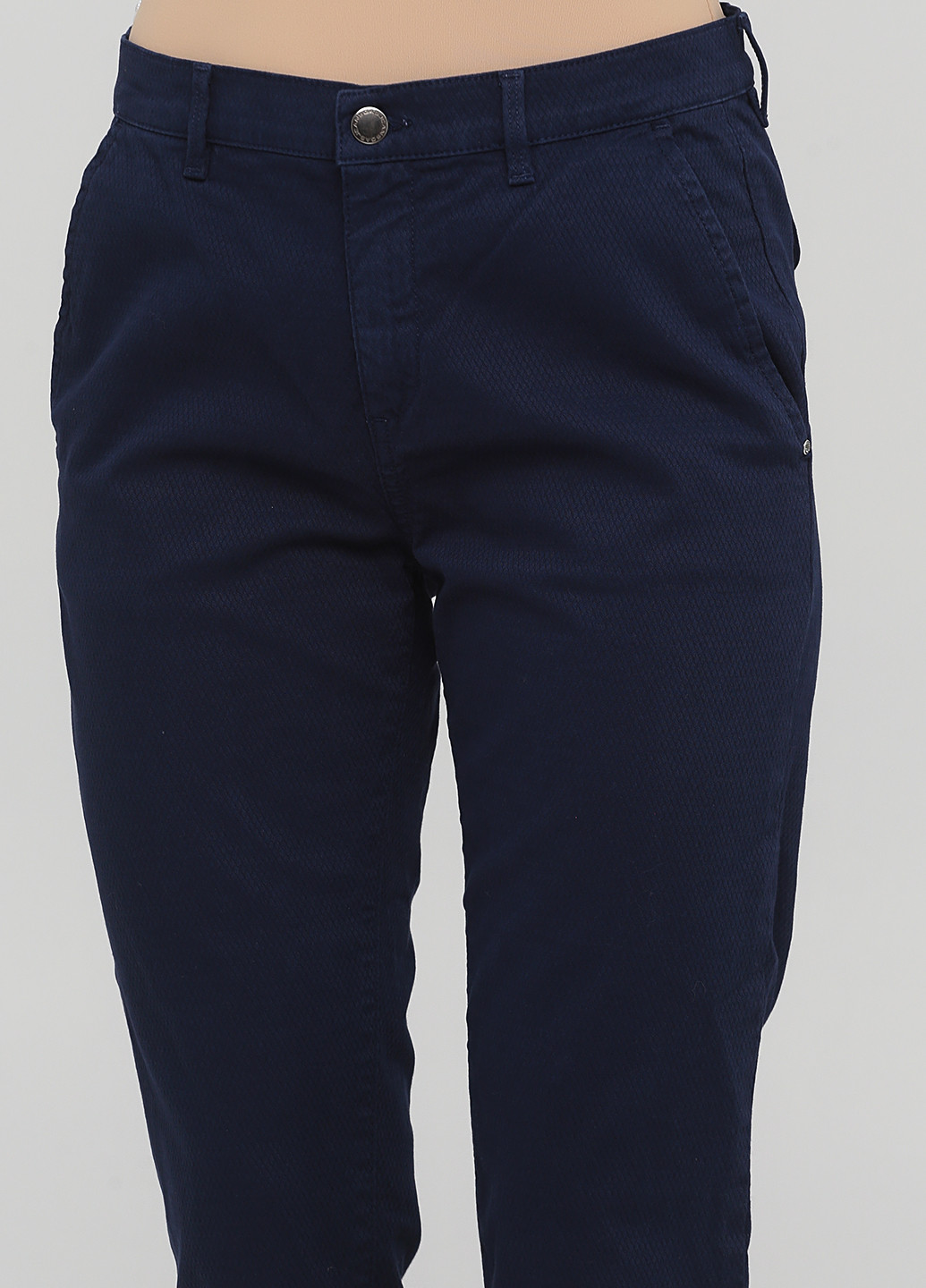 Темно-синие кэжуал демисезонные прямые, укороченные брюки Gas