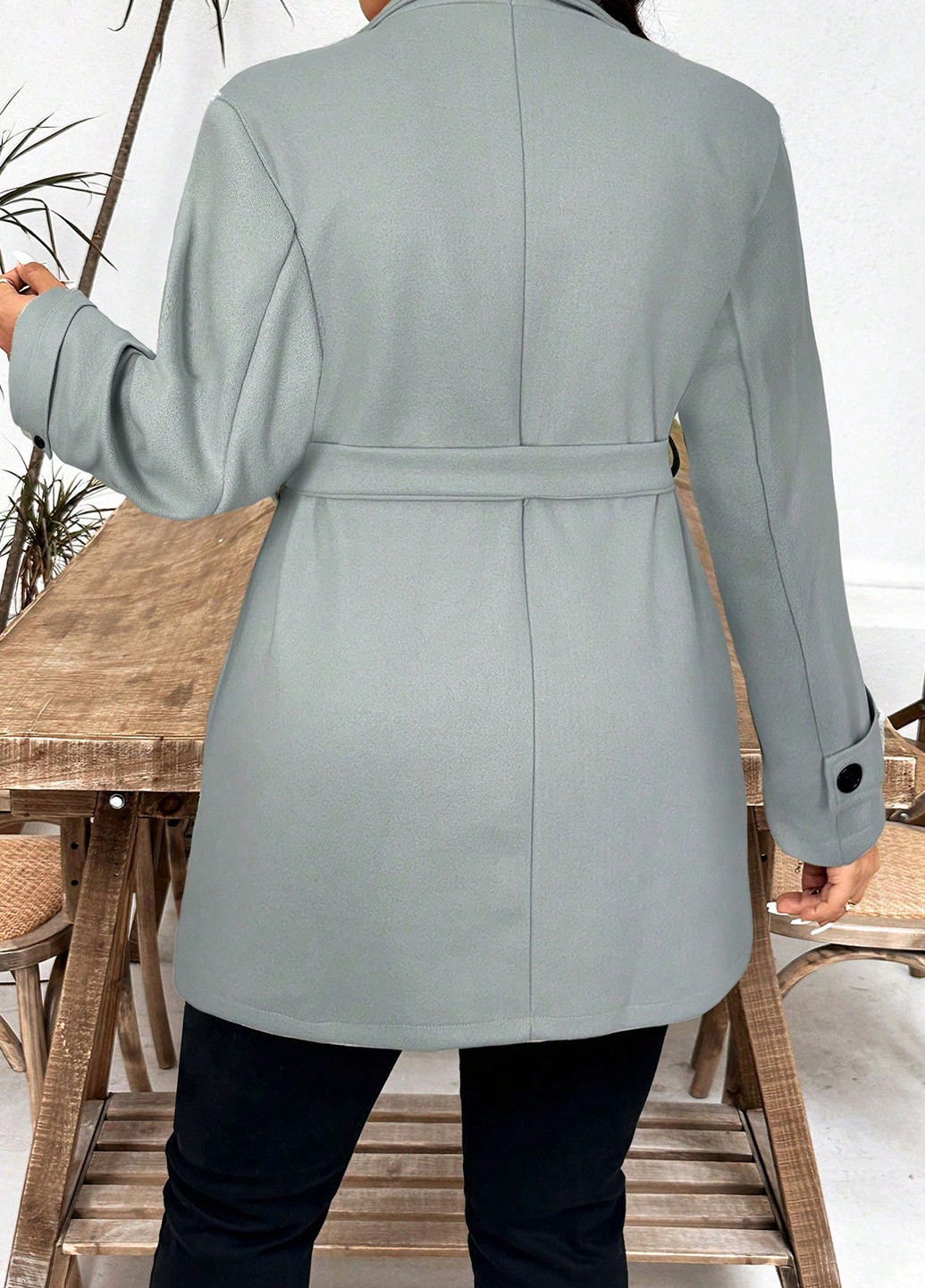 Сіре Кежуал напівпальто SHEIN однотонне