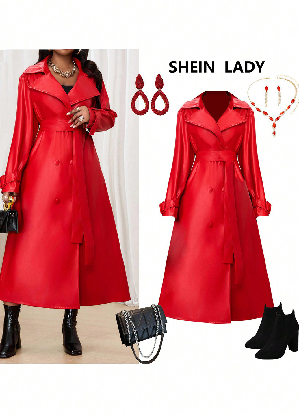 Плащ SHEIN тренчкот на пуговицах демисезон (366639117)