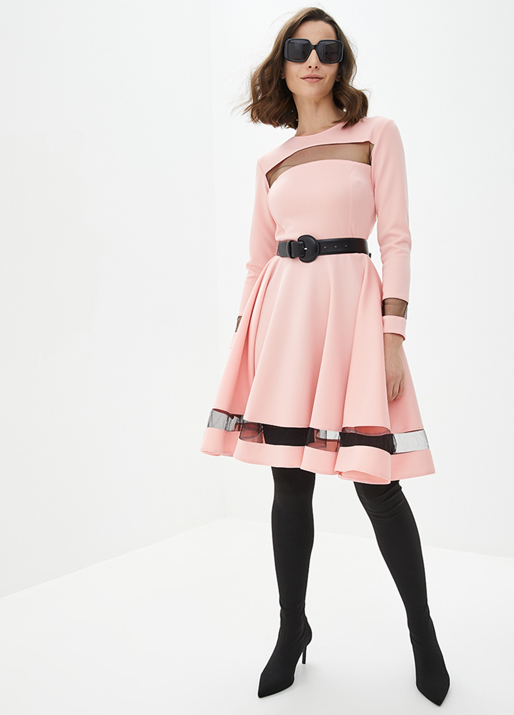 Рожева коктейльна сукня кльош Podium