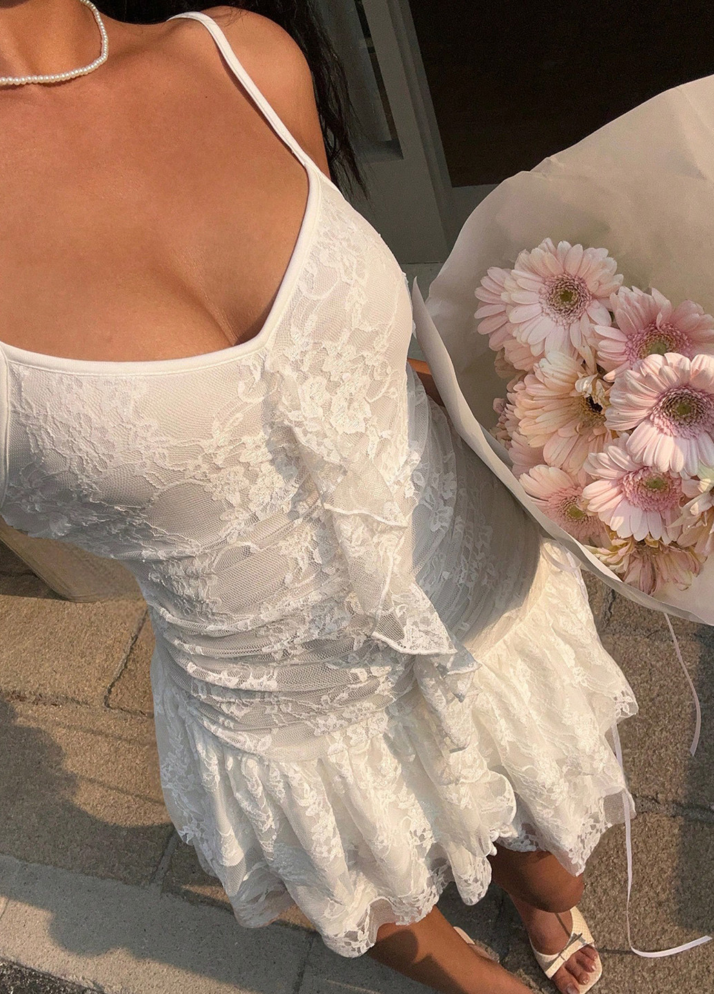 Білий святковий, кежуал сукня кльош SHEIN однотонна