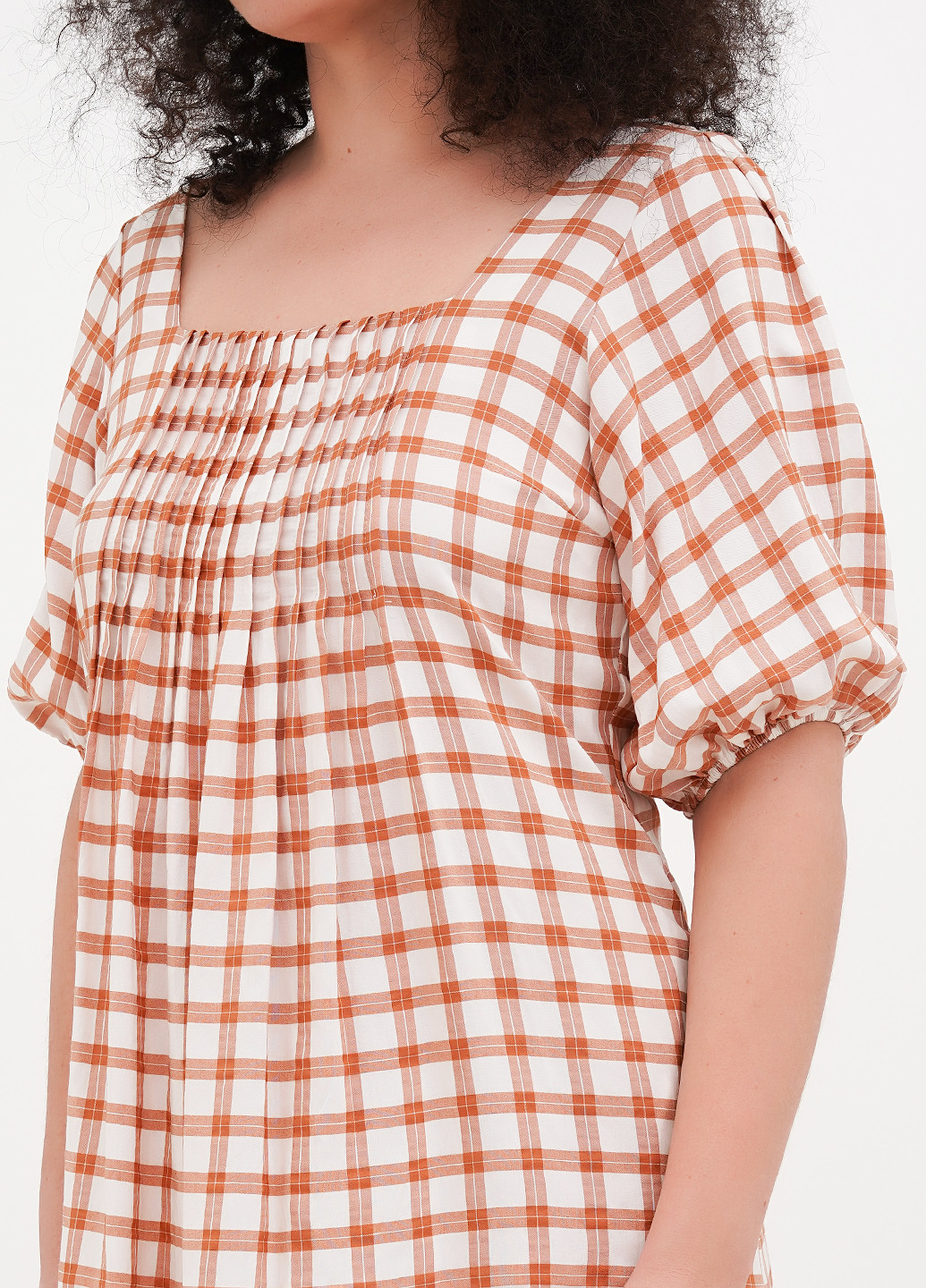 Бежевое кэжуал платье а-силуэт Vicolo в клетку