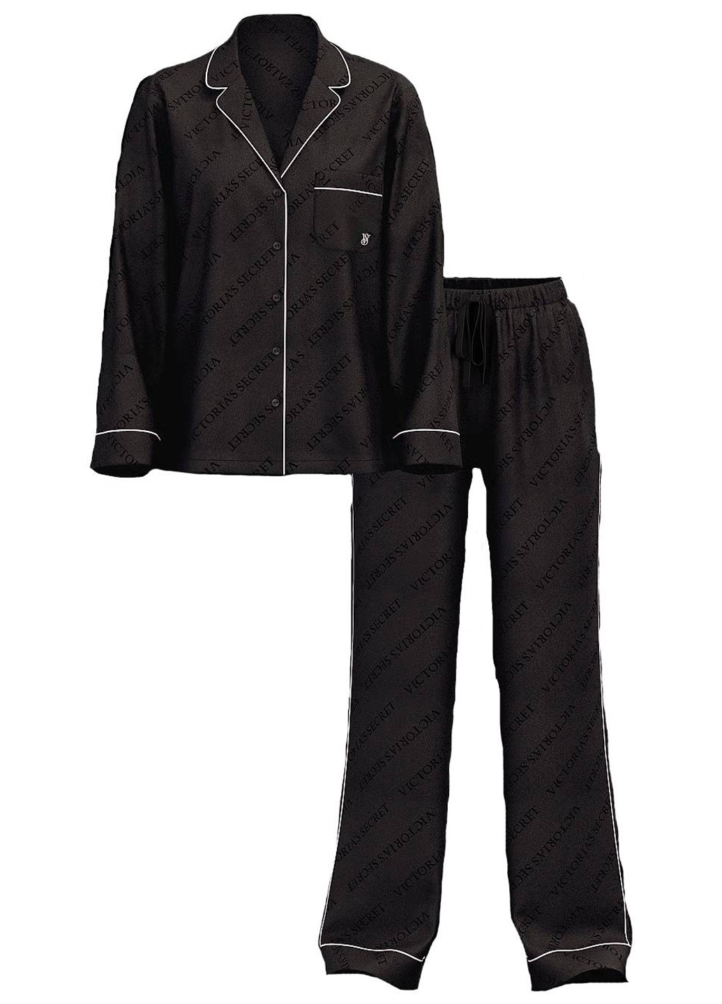 Черная всесезон пижама (рубашка, брюки) рубашка + брюки Victoria's Secret