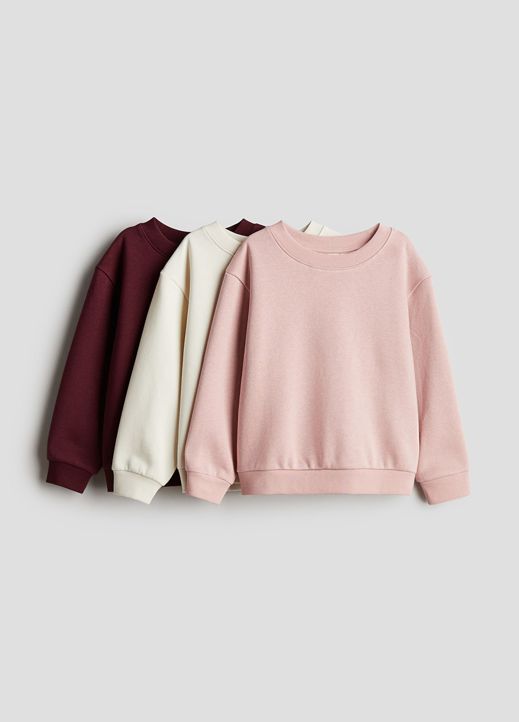 H&M світшот (3 шт.) однотонний комбінований кежуал бавовна, трикотаж з начосом