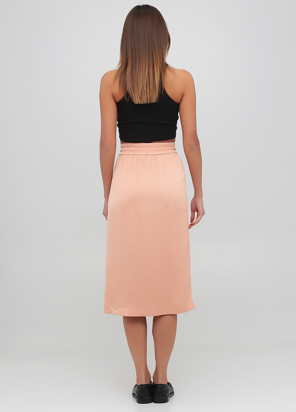 Светло-розовая кэжуал однотонная юбка Monki клешированная