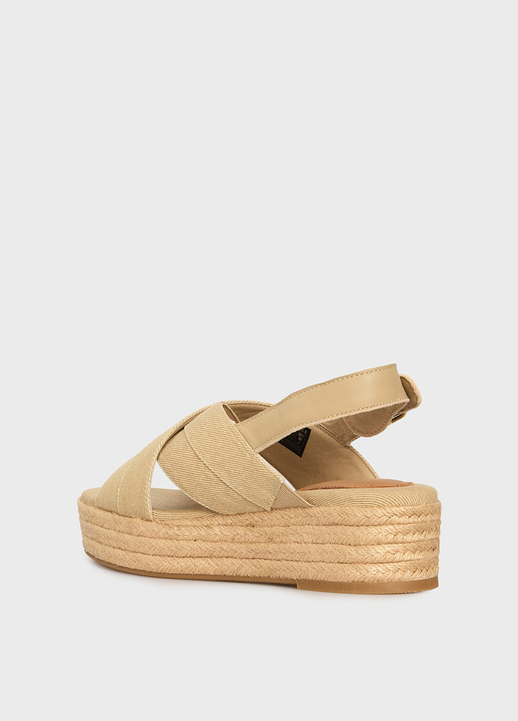 Бежевые босоножки Tommy Hilfiger с ремешком на плетеной подошве, с логотипом