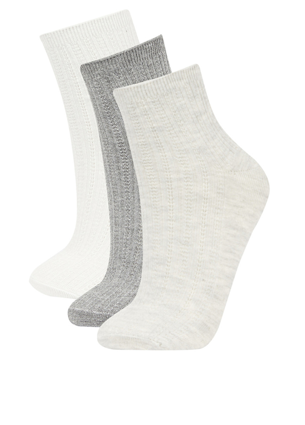 Носки (3 пары) DeFacto светло-серые кэжуалы