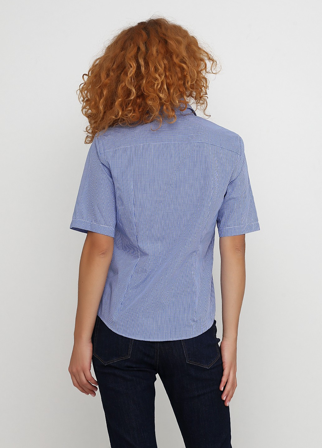 Светло-синяя кэжуал рубашка в клетку Van Heusen