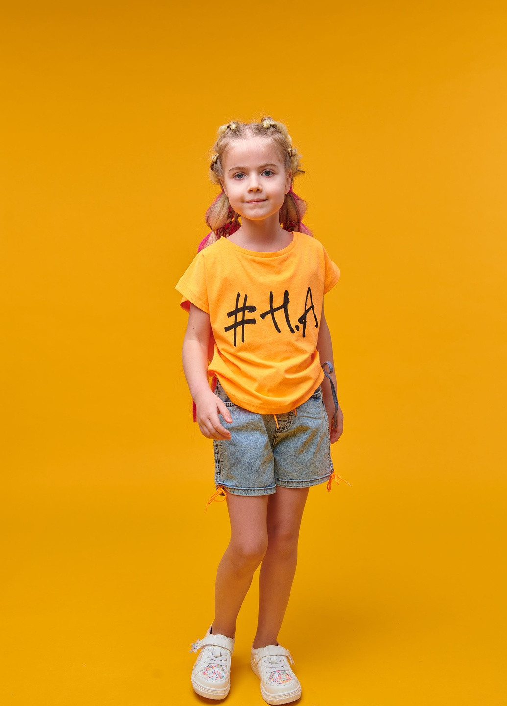 Оранжевая летняя футболка оранжевая с принтом #ha Yumster
