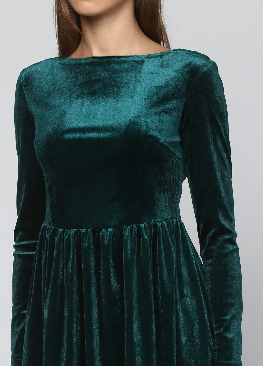 Бутылочное зеленое кэжуал платье Majaly