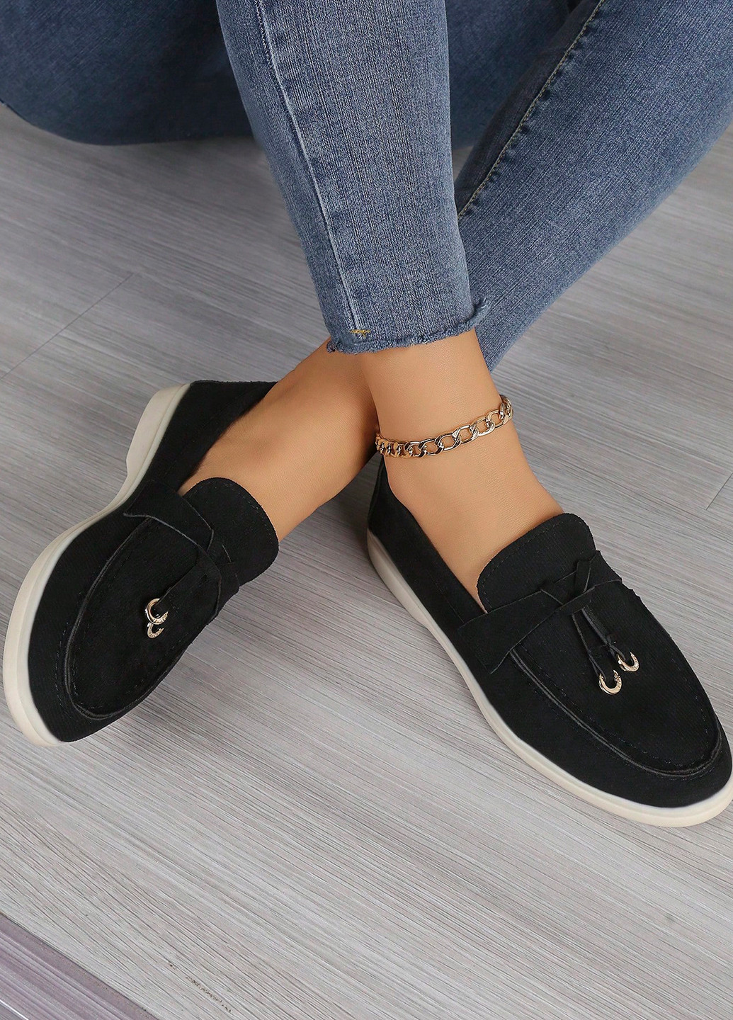 Черные мокасини SHEIN завязки