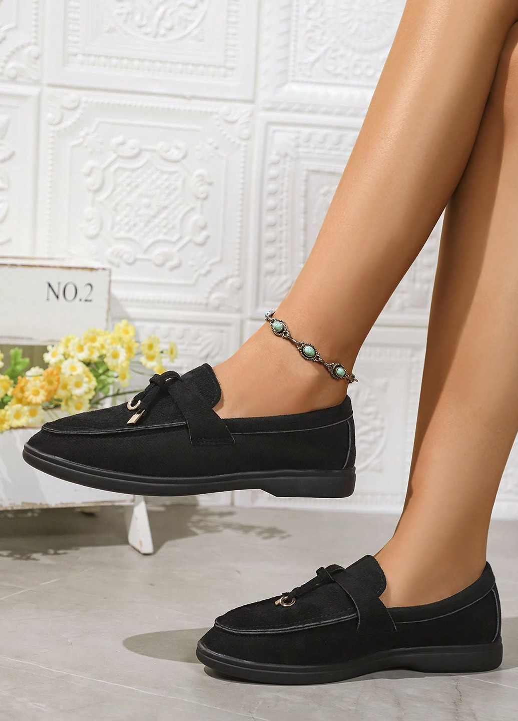 Черные мокасини SHEIN завязки