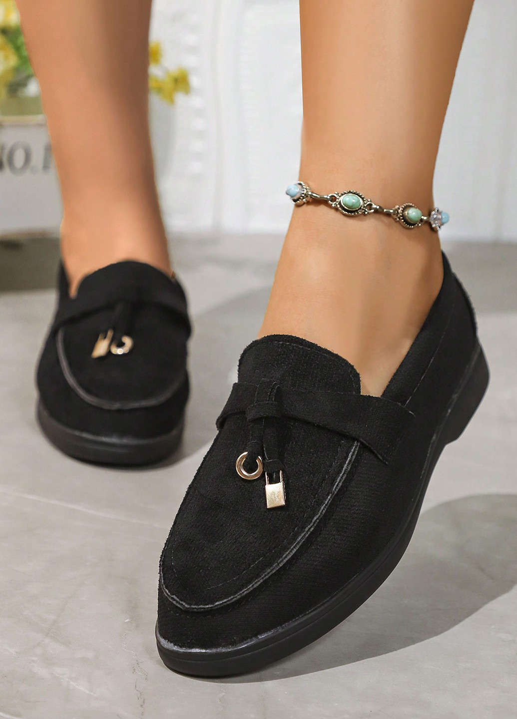 Черные мокасини SHEIN завязки