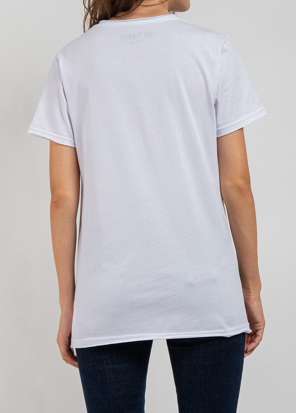 Белая всесезон белая футболка с принтом Ko Samui