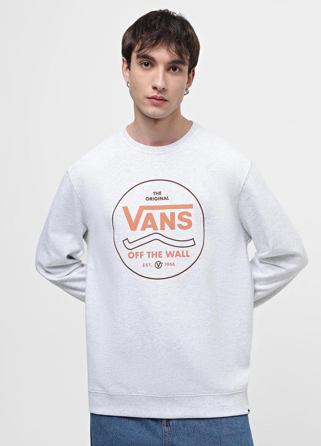 Світло-сірий світшот Vans меланж без декору (330382241)