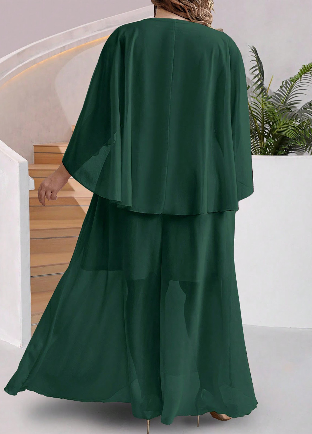 Темно-зеленое вечернее платье в стиле ампир SHEIN однотонное