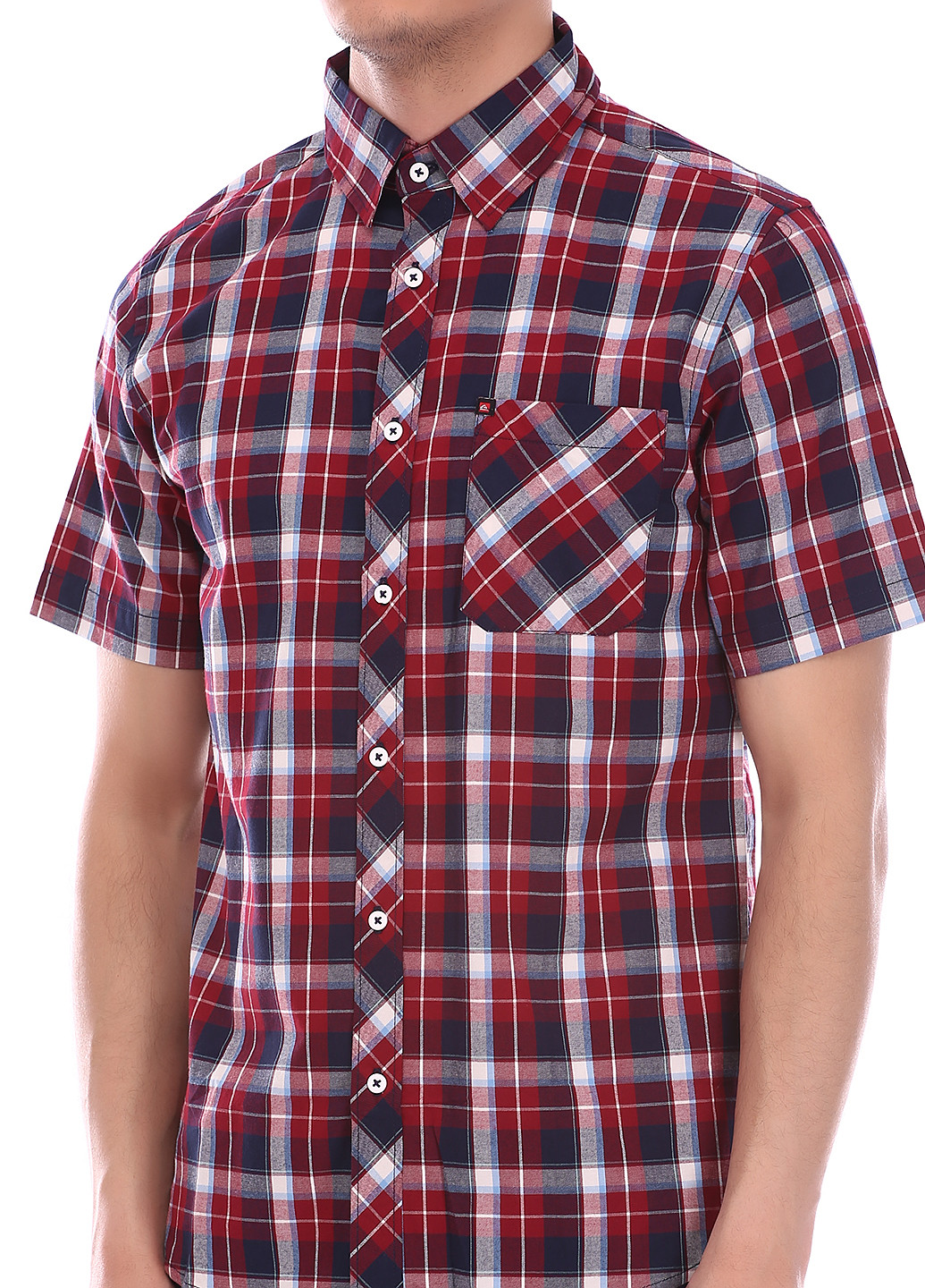 Темно-красная кэжуал рубашка в клетку Q.Silver с коротким рукавом