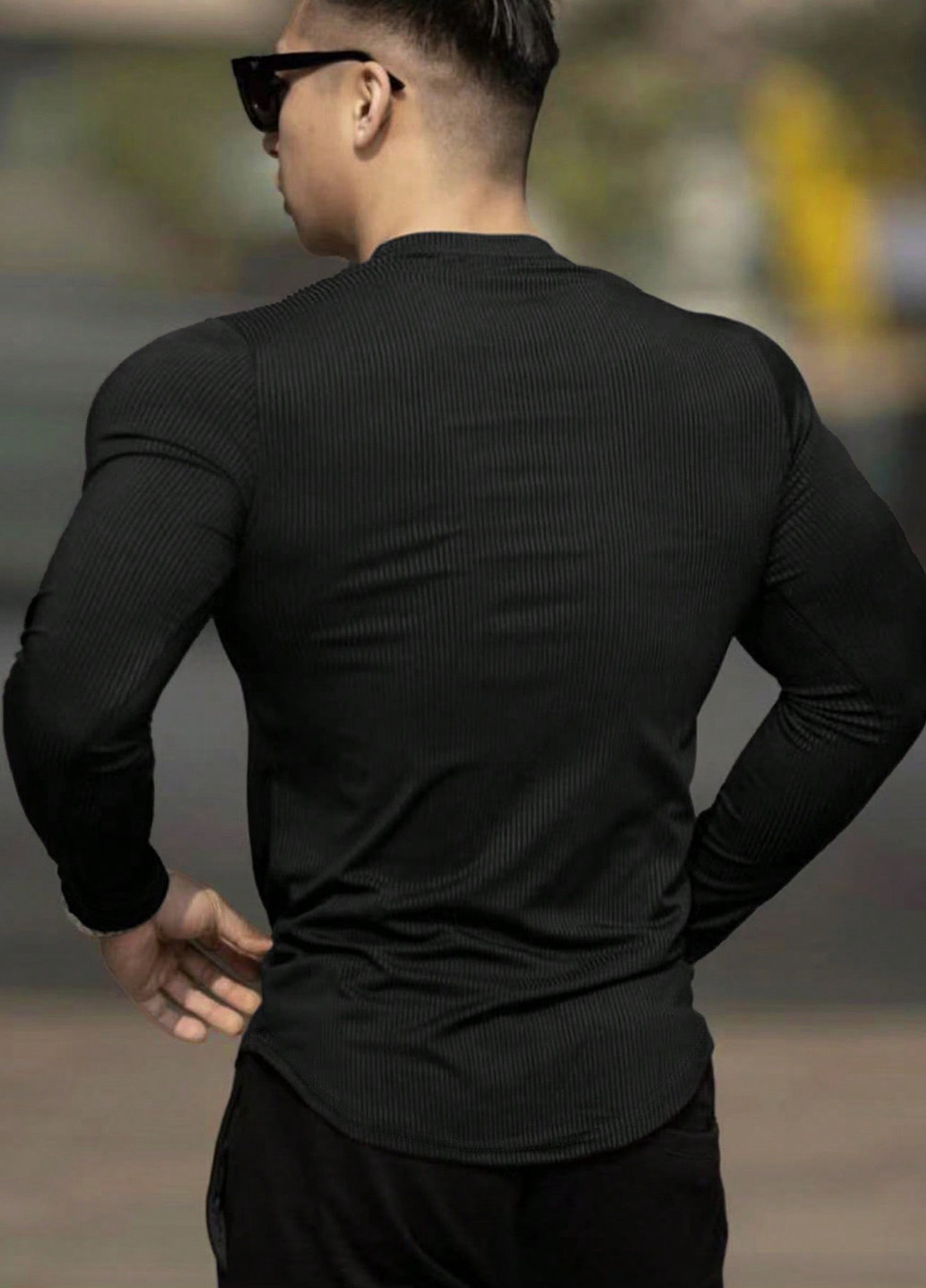 Лонгслів SHEIN однотонний чорний кежуали поліестер, трикотаж