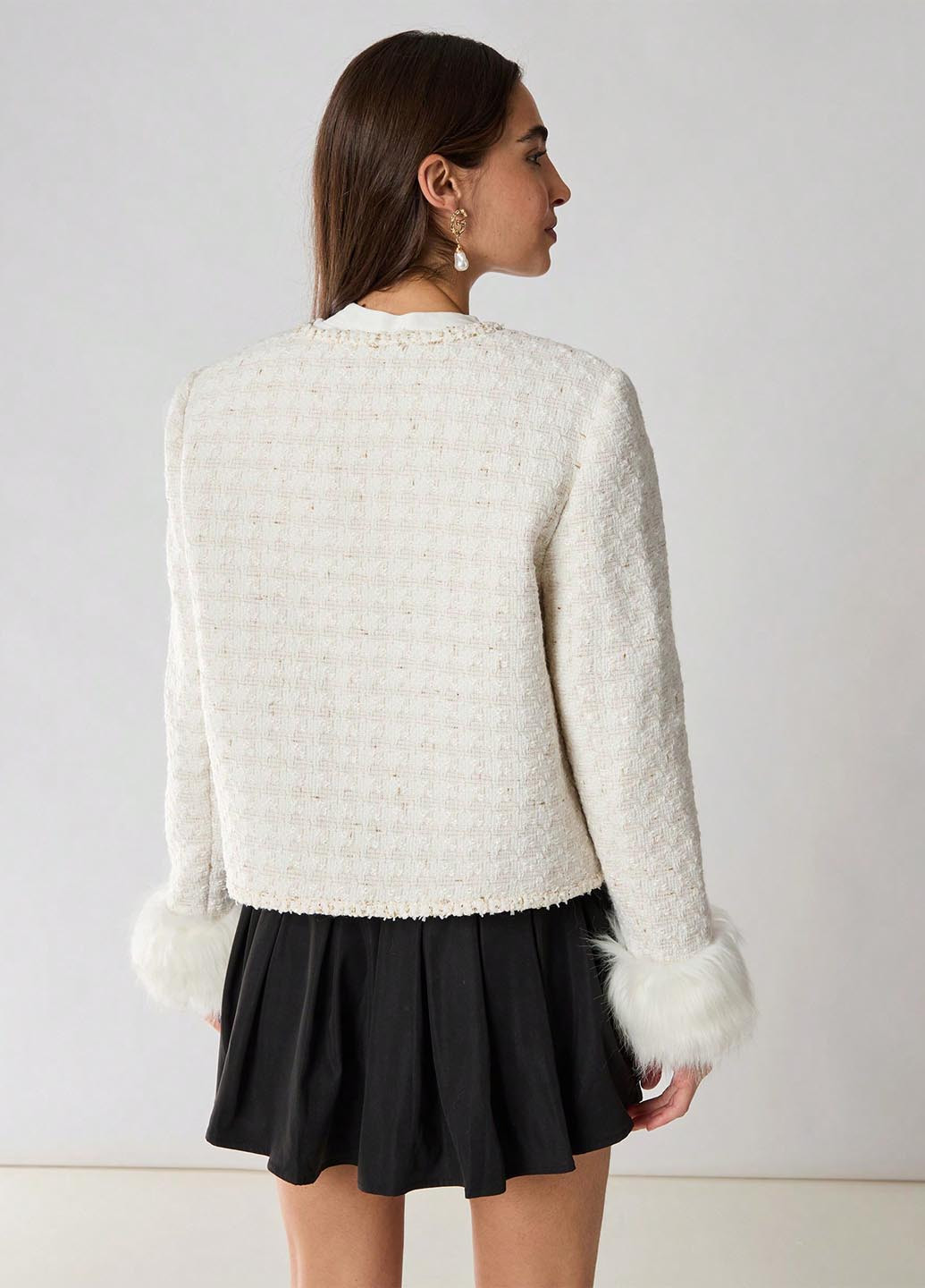 Молочное Кэжуал полупальто однобортное SHEIN в клетку