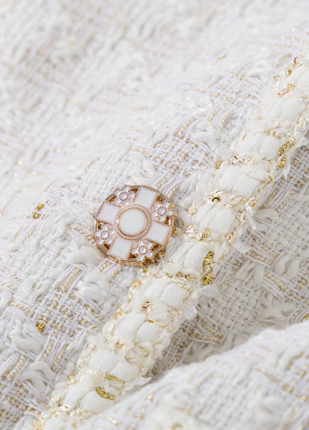 Молочное Кэжуал полупальто однобортное SHEIN в клетку